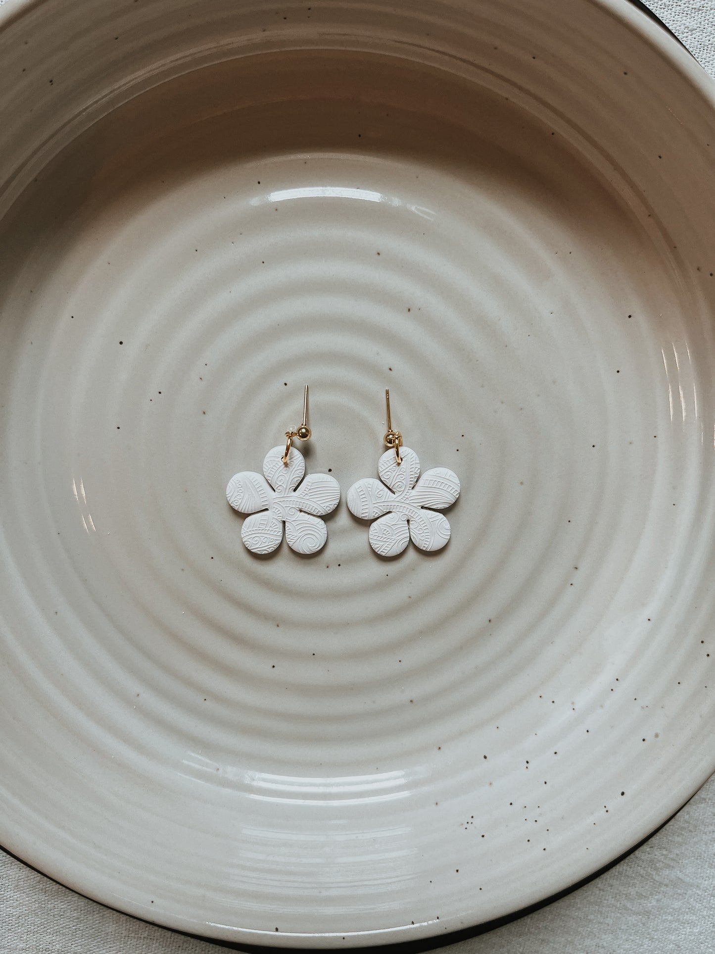 Lace White Flower Dangles