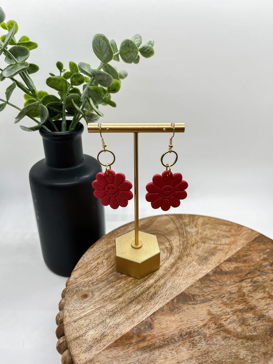 Red Smiley Flower Dangles